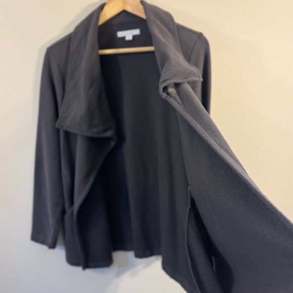 J Jill Pure Jill Organic Cotton Knit Jersey Jacket Asymmetric Moto Collar Sz MP - Picture 7 of 13